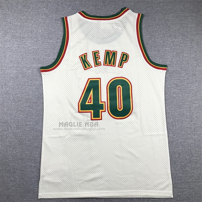 Maglia
 Shawn Kemp NO 40 Seattle SuperSonics Mitchell & Ness Chainstitch Crema
